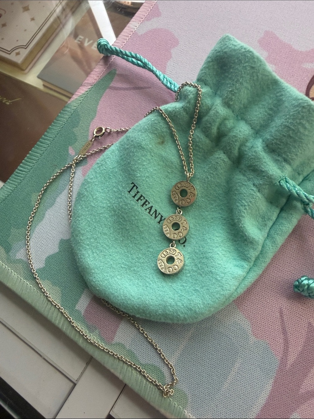 Tiffany & Co. Sterling Silver Three‑Disc Pendant Necklace with Aqua Pouch - Picture 2 of 6